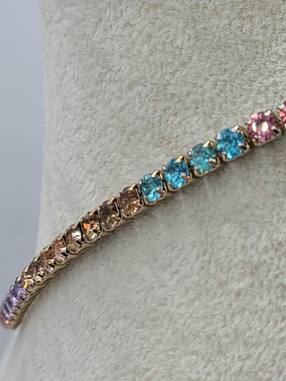 J Crew Girls Rainbow Crystal Tennis Necklace - Picture 4 of 13